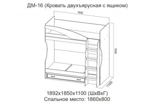 ДМ-16 Кровать двухъярусная с ящиком в Катав-Ивановске - katav-ivanovsk.magazin-mebel74.ru | фото